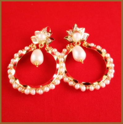 Gold Plated Semi Precious Earrings with Pearls