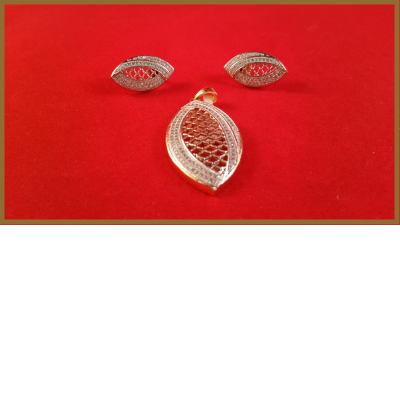 American Diamond Oval Shaped Pendant Set