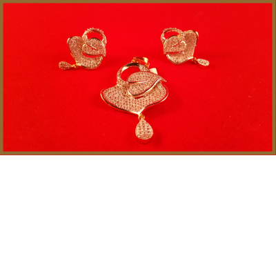 American Diamond Double Heart Shaped Pendant Set