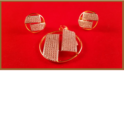 American Diamond Two Lines Pendant Set