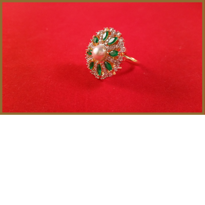 American Diamond Rings With Green Stones