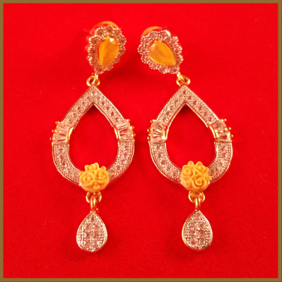 Beautiful American Diamond Earrings with a flower