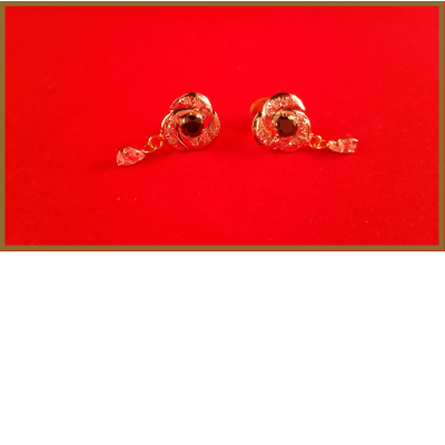 American Diamond Round Fire Shaped Earrings