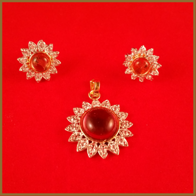 Ruby Pendant set with Earrings