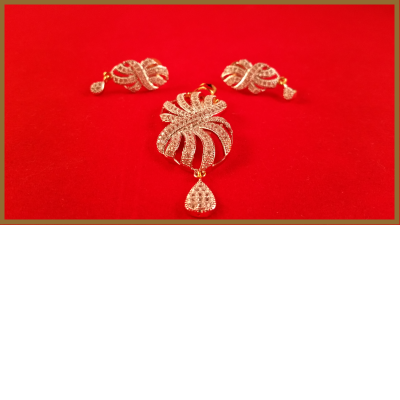 American Diamond Reverse S Shaped Pendant Set With Earrings