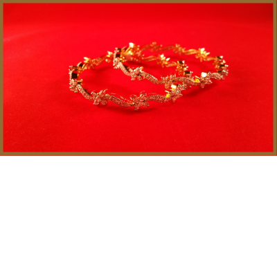 Curvy American Diamond Bangles With Flower