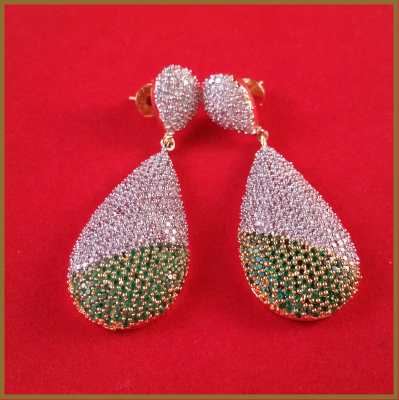 Handcrafted American Diamond Pendulum Shaped Earrings