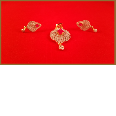 American Diamond Pendant Set With Ruby Stone