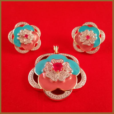 Coimbatore Shaped Beautiful Pendant set with matching earrings