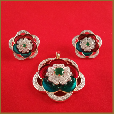 Coimbatore Shaped Beautiful Pendant set with matching earrings