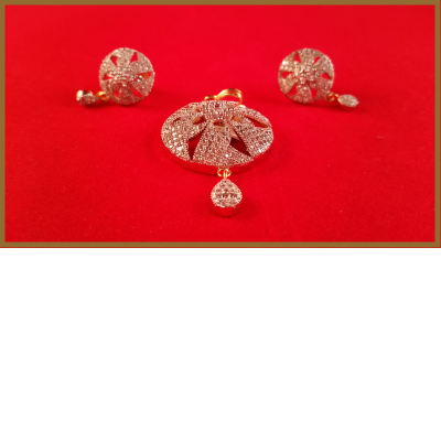 American Diamond Round Turbine Shaped Pendant Set