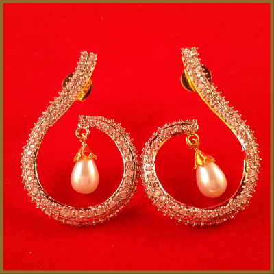 Beautiful Hand Crafted American Diamond Semi Precious Earrings