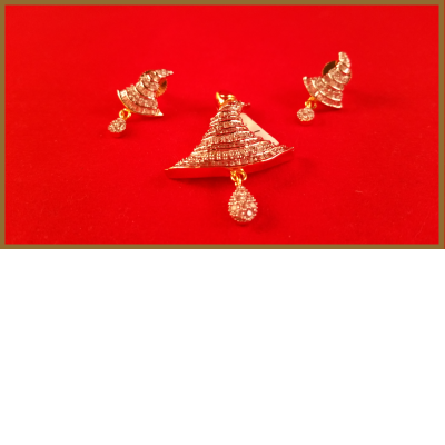 American Diamond Chinese Bell Shaped Pendant Set