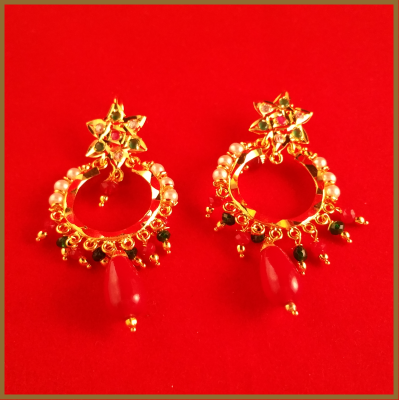 Gold Plated Semi Precious Earrings with Pearls