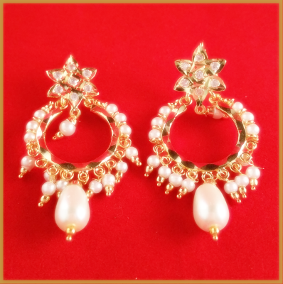 Gold Plated Semi Precious Earrings with Pearls